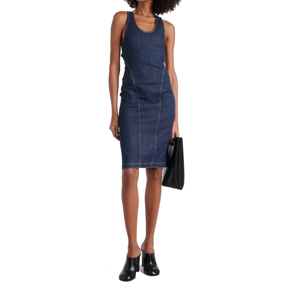 Blue Cotton Casual Dress