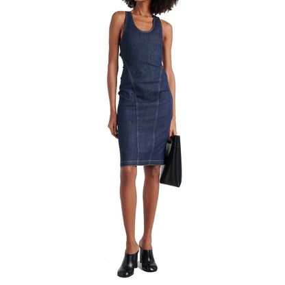 Blue Cotton Casual Dress