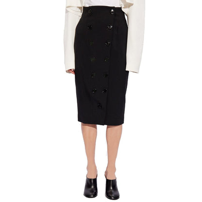 Black Elastane Midi Skirt