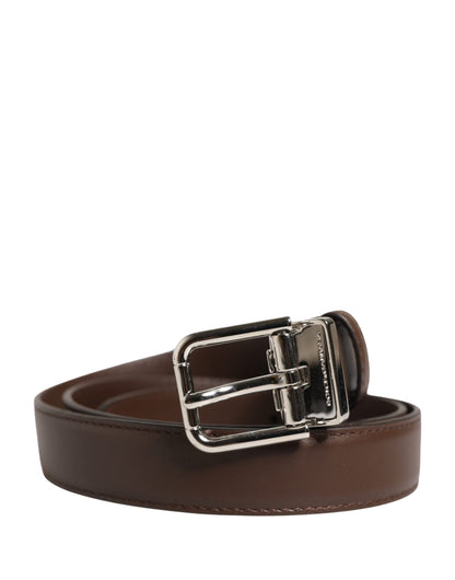 Belt Men Brown Classic Leather Metal Buckle Belt