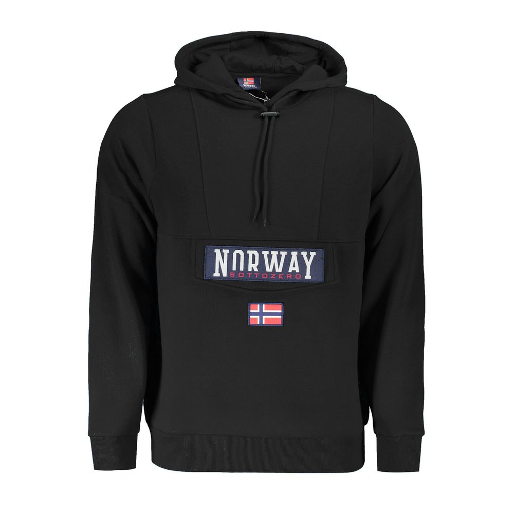 Black Cotton Men's Hooded Sweatshirt