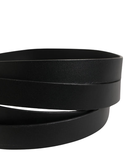 Black Double Strap Leather Silver Buckle Belt