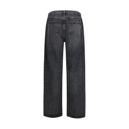 Black Cotton Straight-Leg Jeans