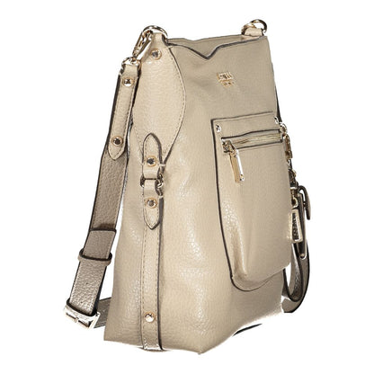 Beige Polyurethane Women's Handbag
