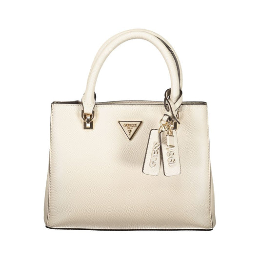 Beige Polyurethane Women Handbag
