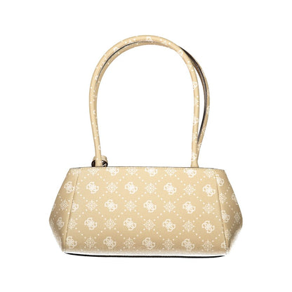Beige Polyurethane Women Handbag