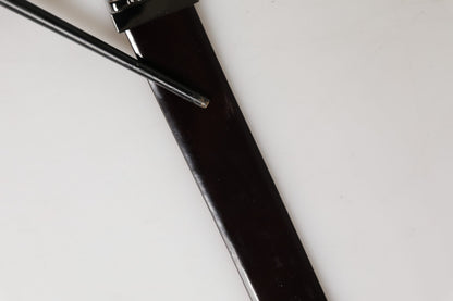 Black Double Strap Leather Silver Buckle Belt