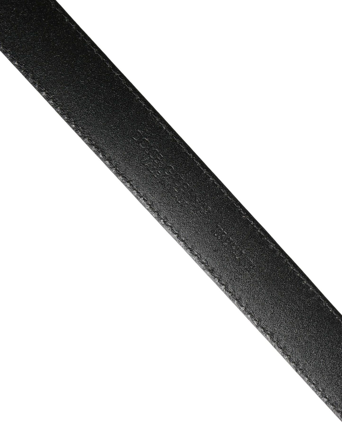 Men Black Calf Leather Logo Metal Buckle Belt