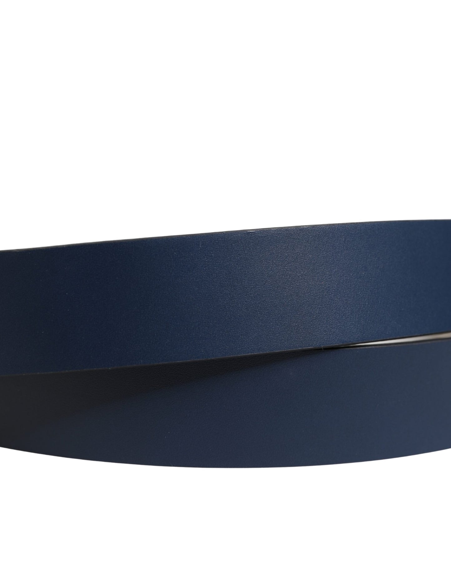 Blue Calf Leather Logo Metal Buckle Belt