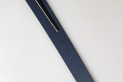 Blue Calf Leather Logo Metal Buckle Belt
