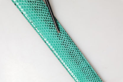 Green Leather DG Logo Embellished Buckle Belt