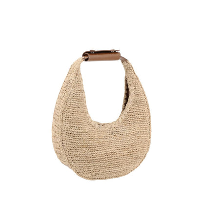 Beige Raffia Shoulder Bag