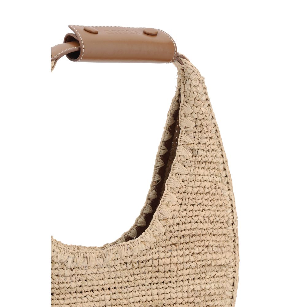 Beige Raffia Shoulder Bag