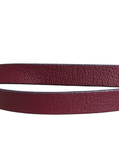 Maroon Leather Silver Metal Buckle Waist Women Belt