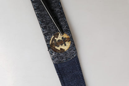 Dark Blue Canvas Silver Metal Buckle Belt