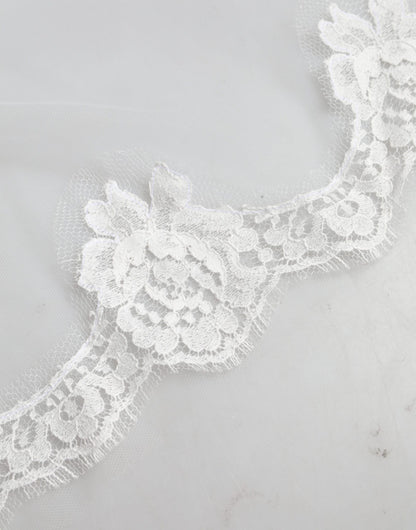 White Floral LaceNylon Floor Length 3M Long Veil
