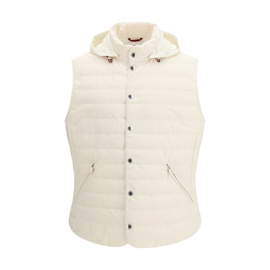 Beige Polyester Sleveless Jacket