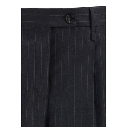 Gray Fleece Wool Casual Pants