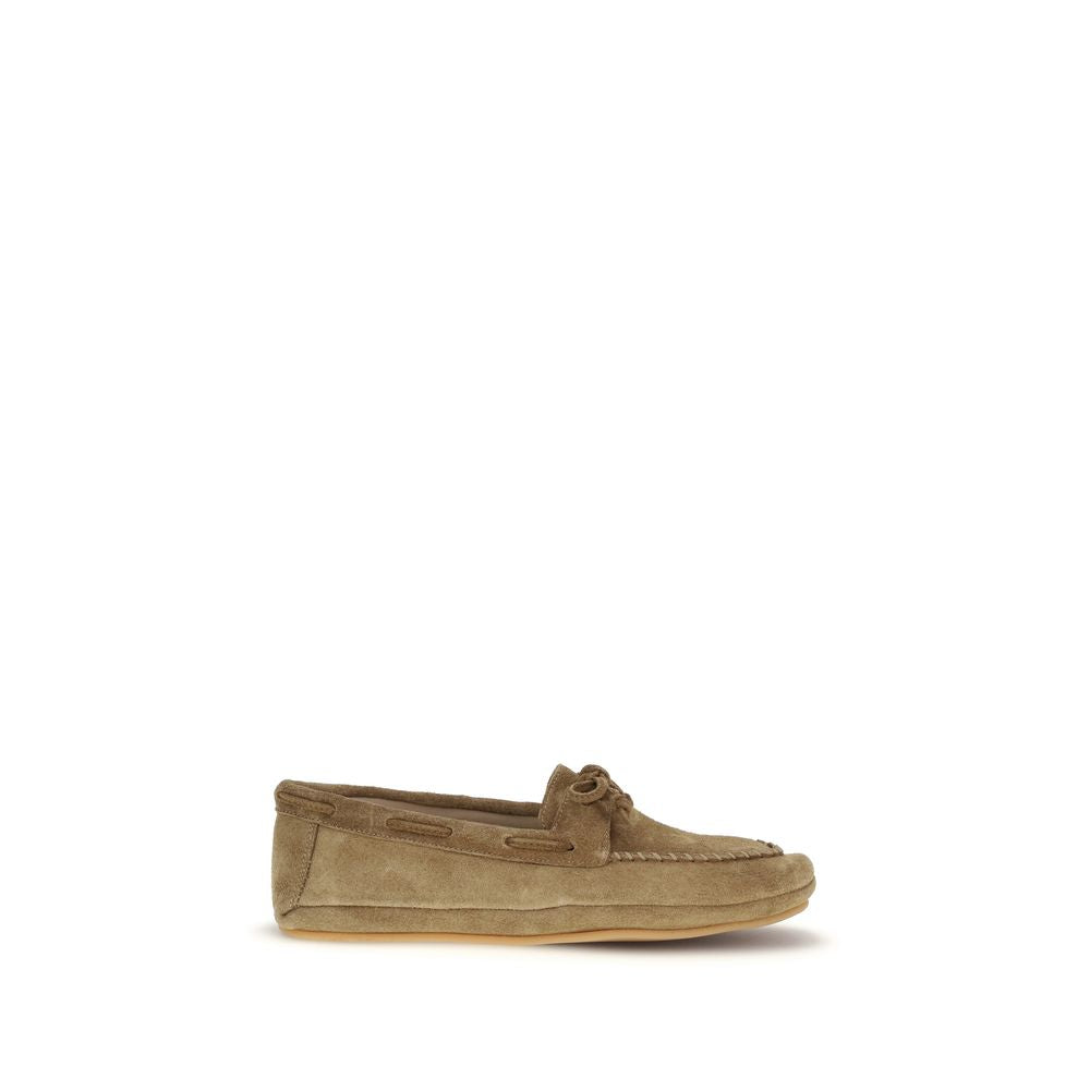 Beige Calf Leather Bos Taurus Slip-On Loafers