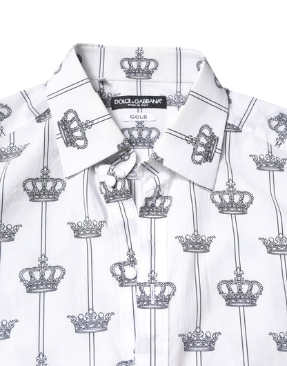 White GOLD Crown Cotton Dress Formal Shirt