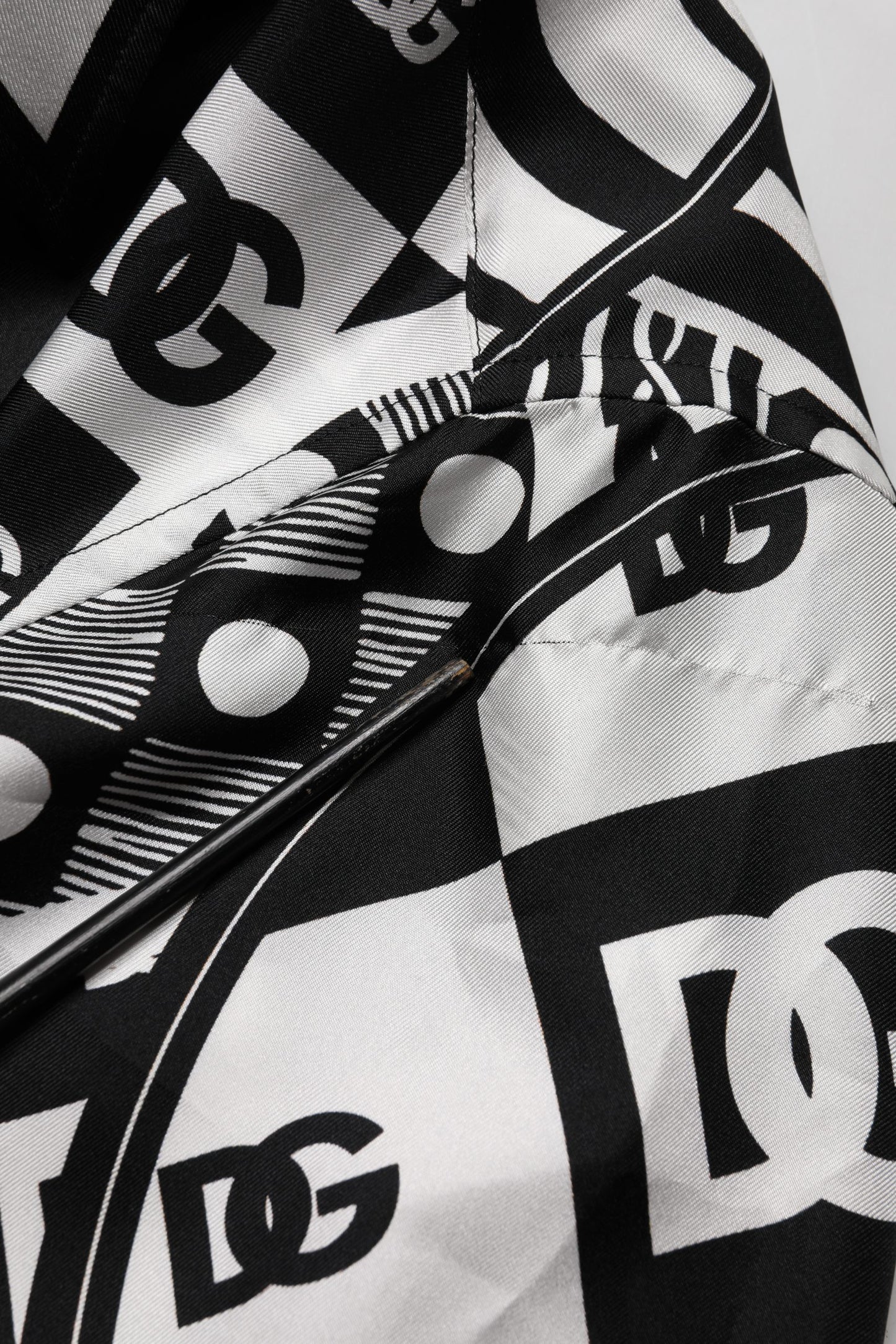 Black Silk Logo Print Short Sleeves Shirt