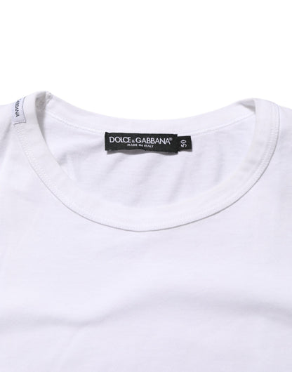White Cotton Crew Neck Short Sleeves T-shirt