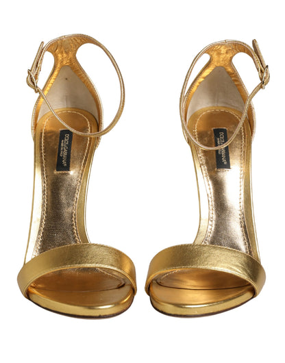 Gold Leather Keira High Heels Sandals Shoes