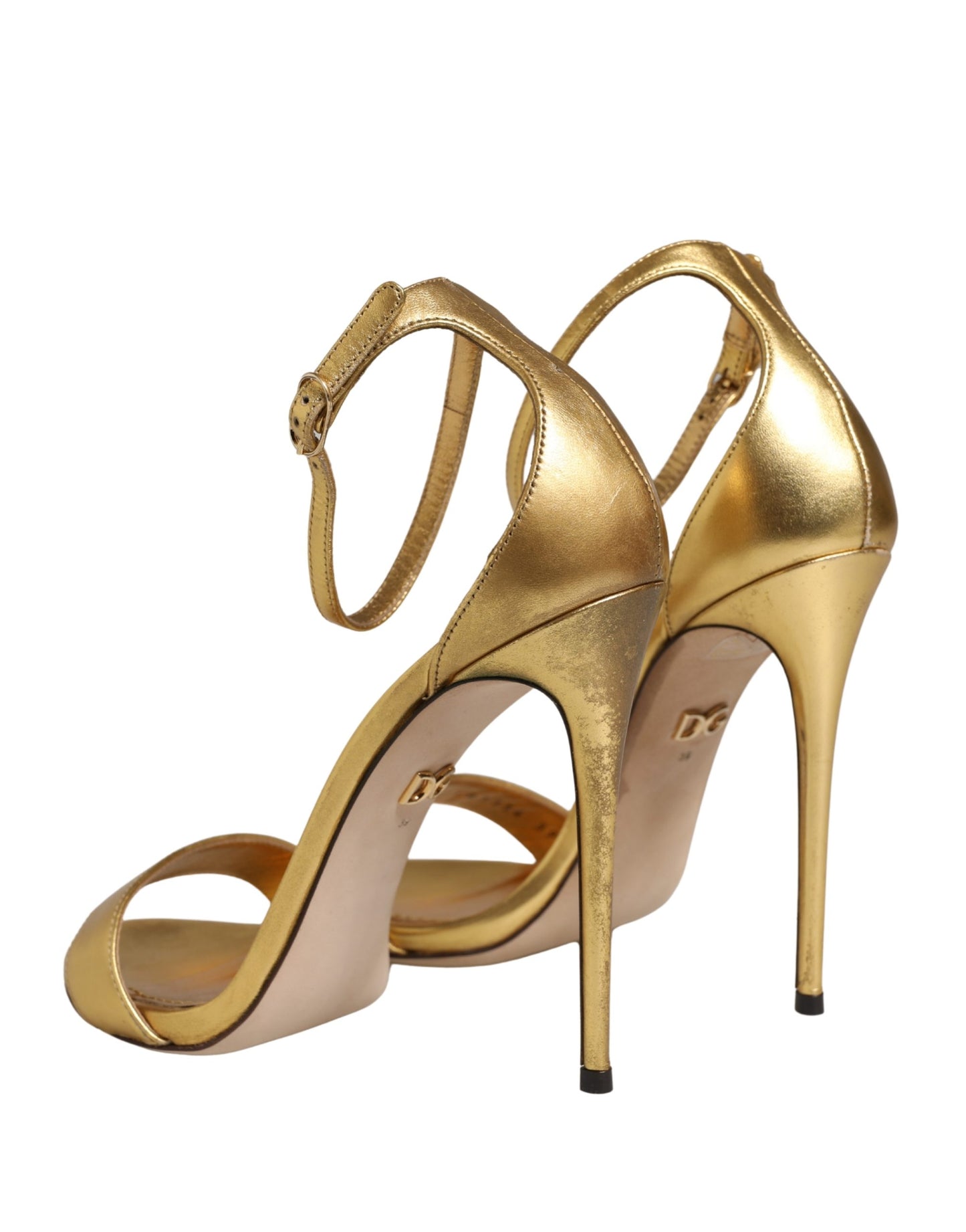 Gold Leather Keira High Heels Sandals Shoes