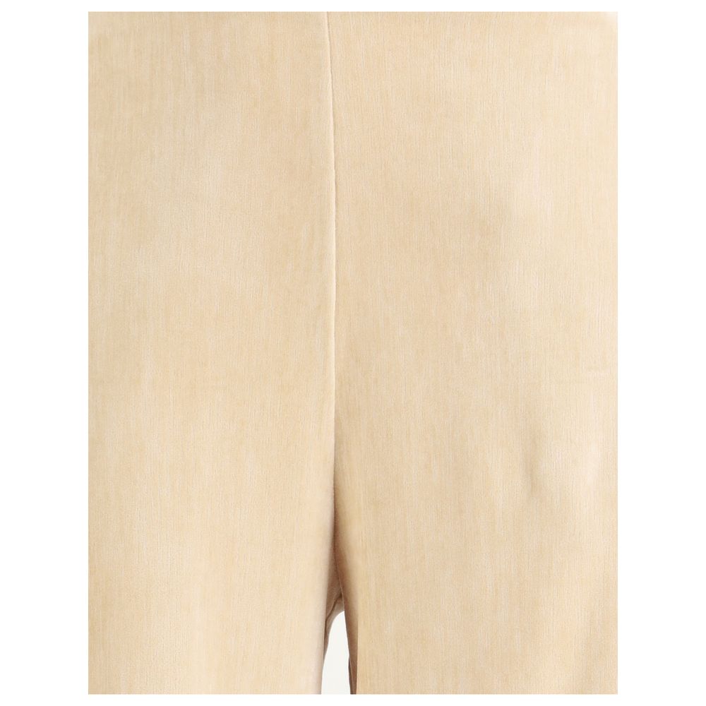 Beige Cotton Casual Pants