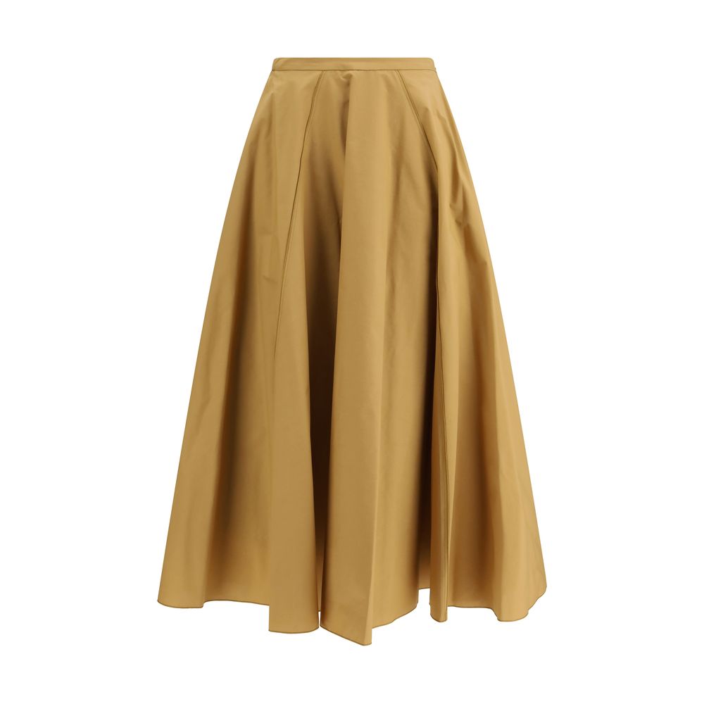 Beige Cotton Long Skirt