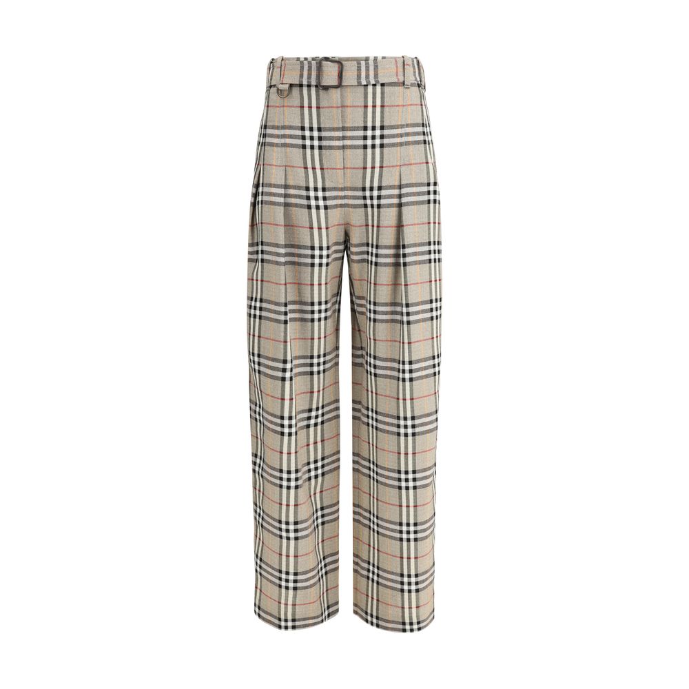 Beige Viscose Casual Pants