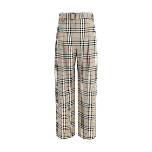 Beige Viscose Casual Pants