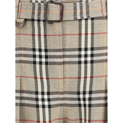 Beige Viscose Casual Pants