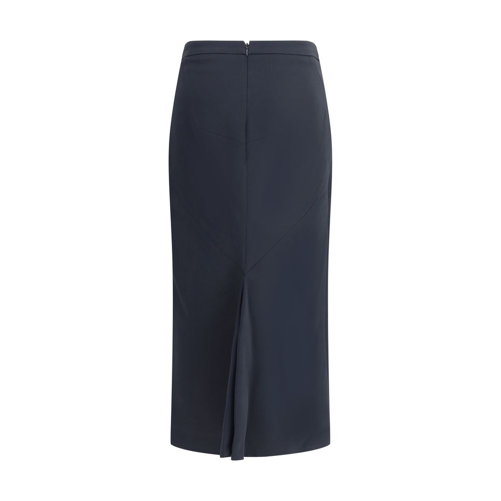 Black Viscose Midi Skirt