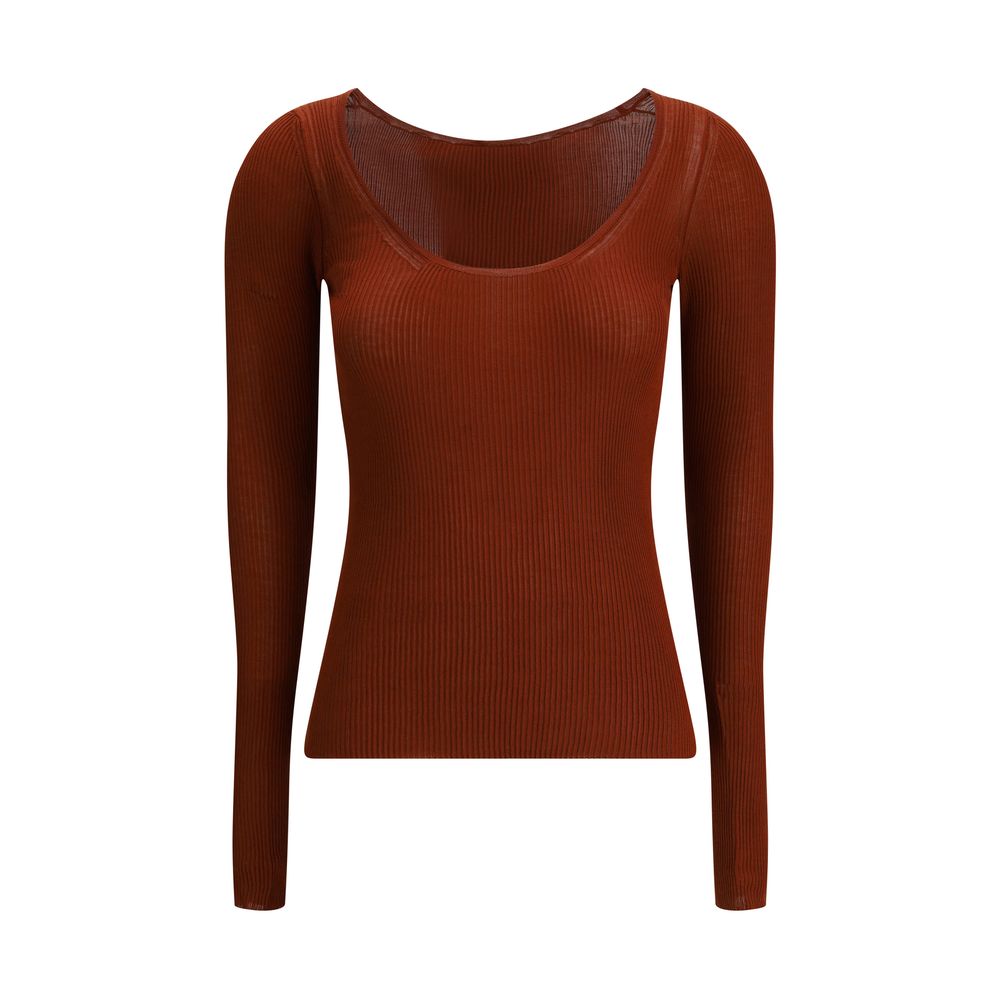 Orange Silk Long Sleeve T-Shirt