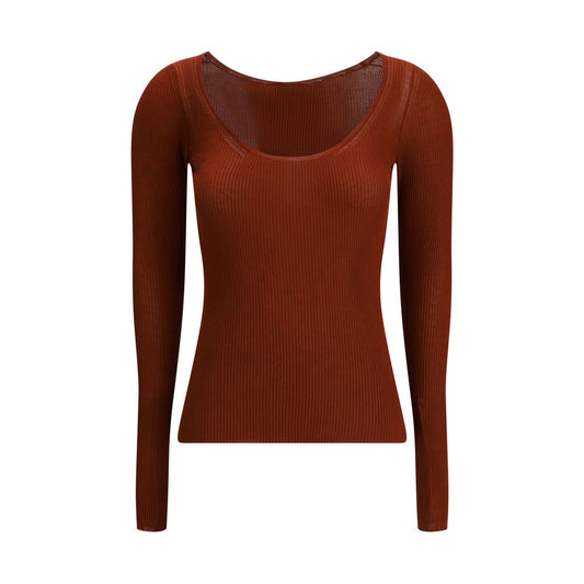 Orange Silk Long Sleeve T-Shirt