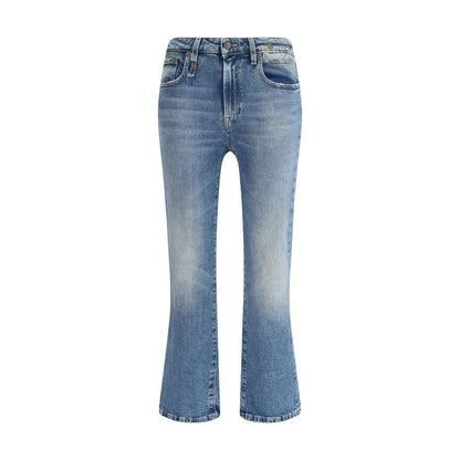 Blue Cotton Flared Jeans