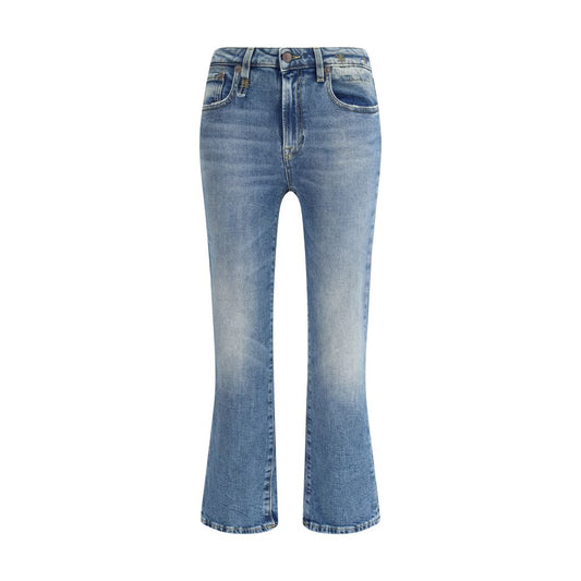 Blue Cotton Flared Jeans