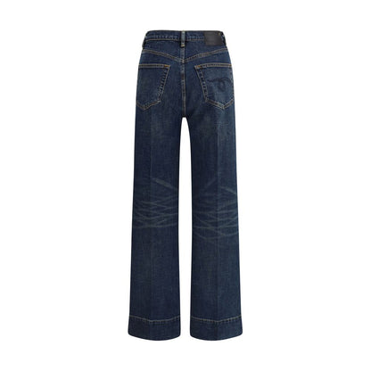 Blue Cotton Straight-Leg Jeans