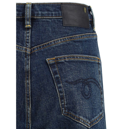 Blue Cotton Straight-Leg Jeans