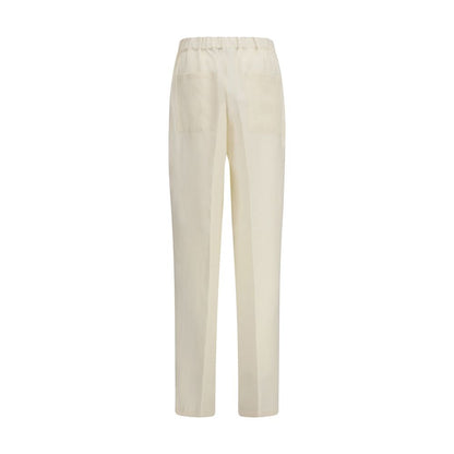 Beige Viscose Casual Pants
