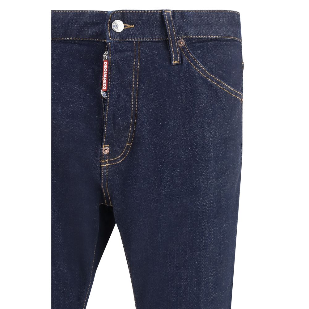 Blue Cotton Straight-Leg Jeans