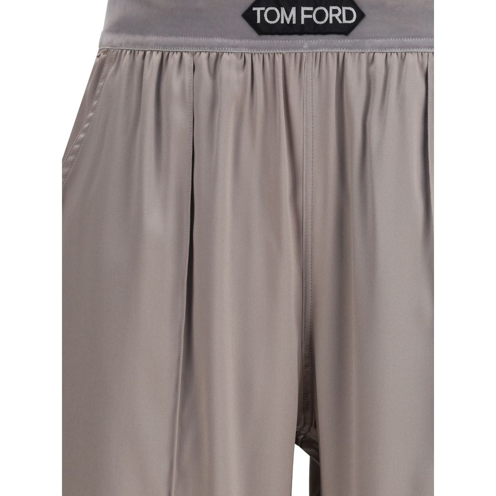 Silver Elastane Casual Pants