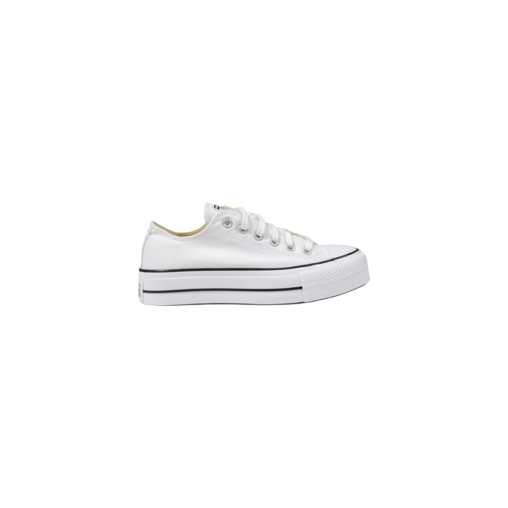 White Fabric Platform Sneakers