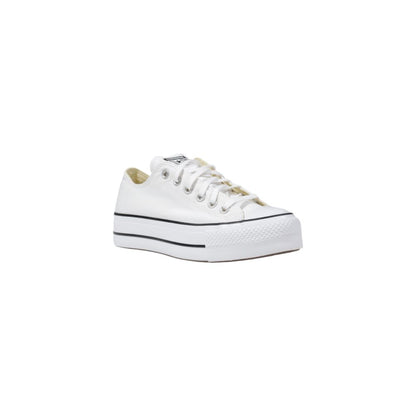 White Fabric Platform Sneakers