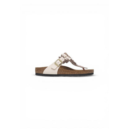 Pink Leather Flat Sandals