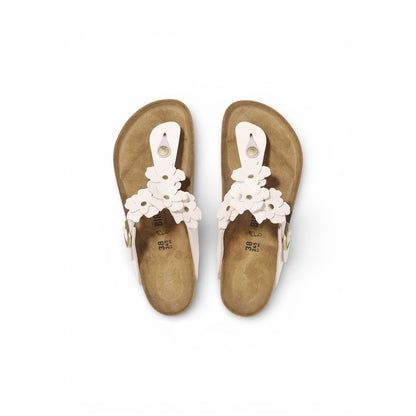 Pink Leather Flat Sandals