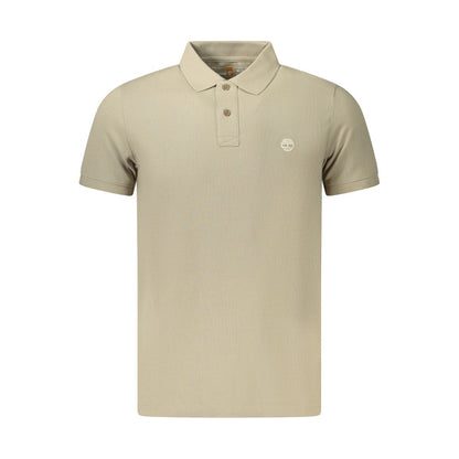 Beige Cotton Men Polo Shirt
