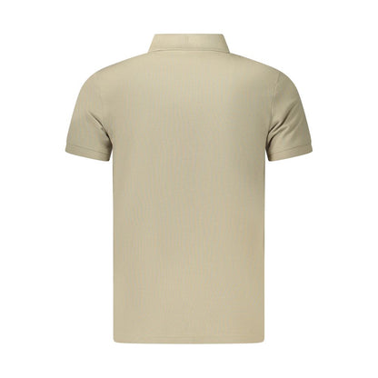 Beige Cotton Men Polo Shirt