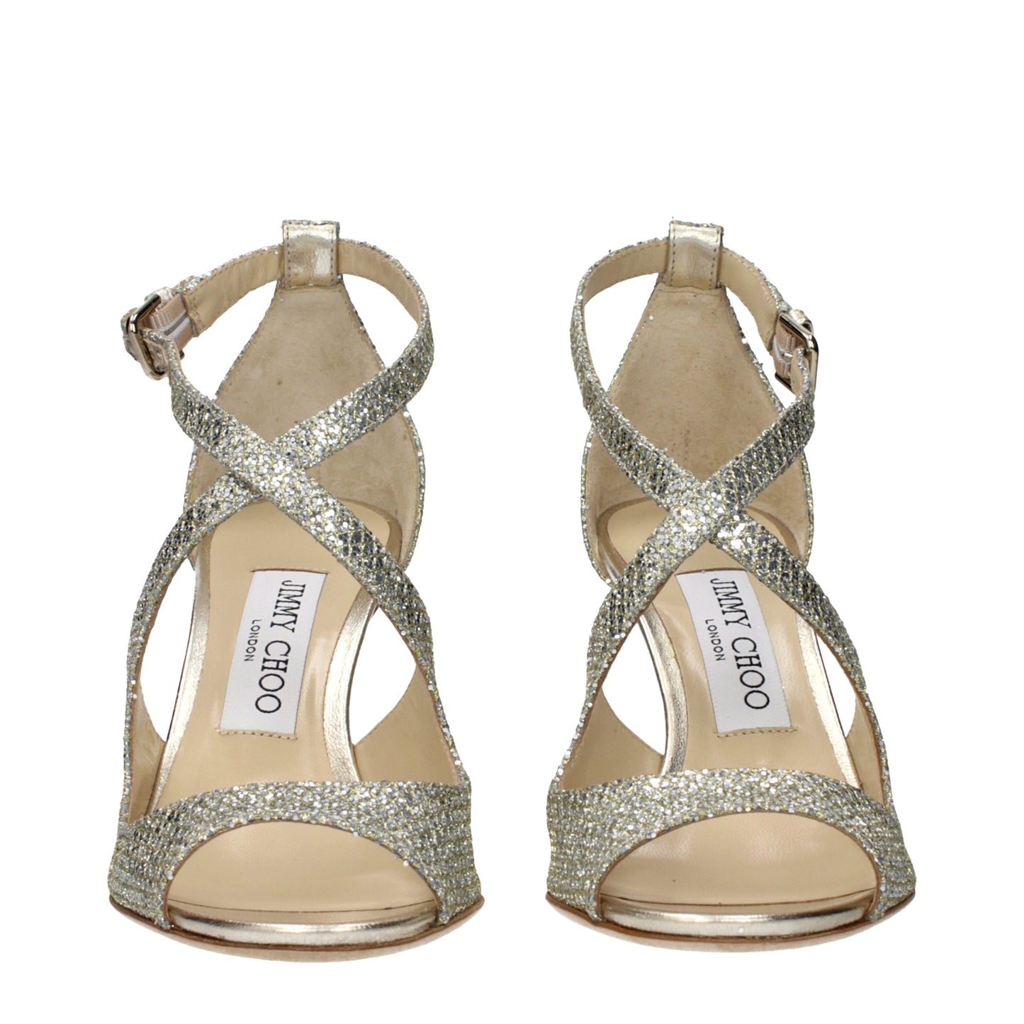 Gold Plastic Stiletto Heel Sandals